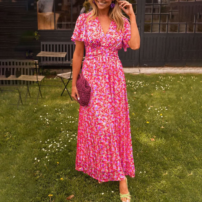 Emily | Classic V-Neck Floral Dress Image