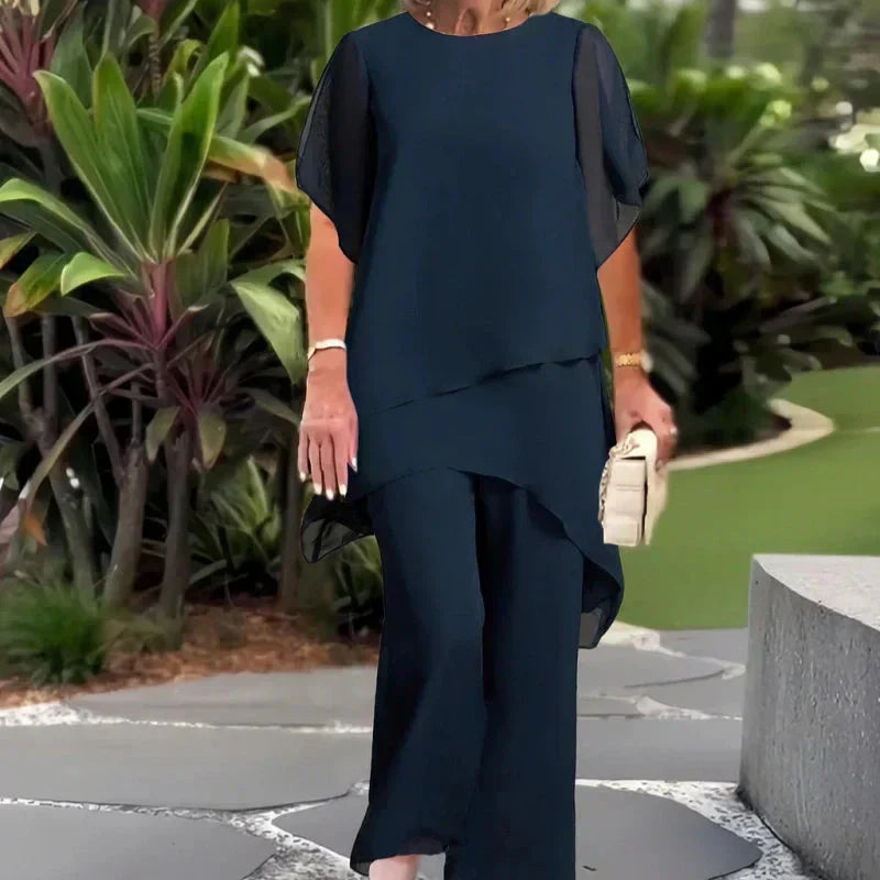 Valeria | Elegant Draped Palazzo Pants Set Image