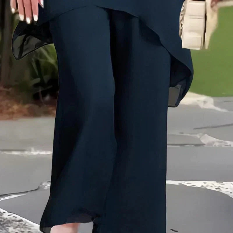 Valeria | Elegant Draped Palazzo Pants Set Image