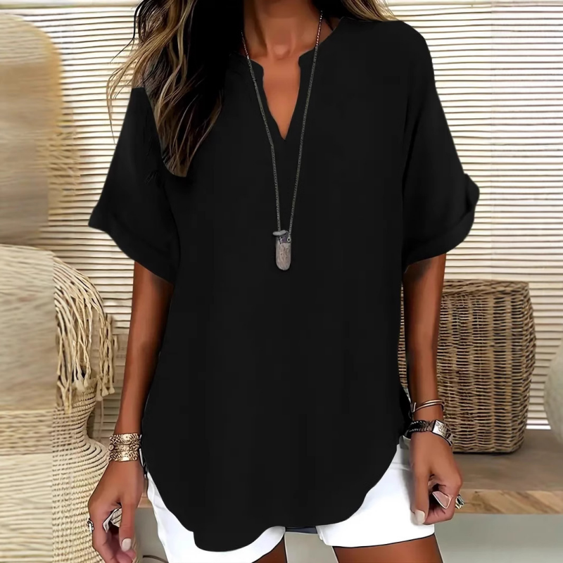 Daniela | Stylish Mid Sleeve V-Neck Blouse Image