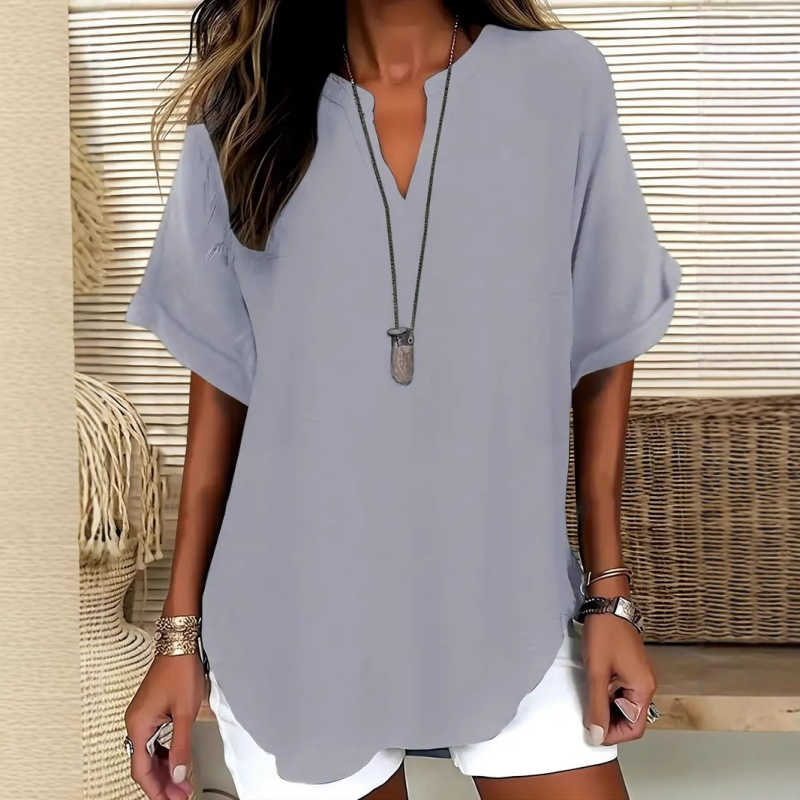 Daniela | Stylish Mid Sleeve V-Neck Blouse Image