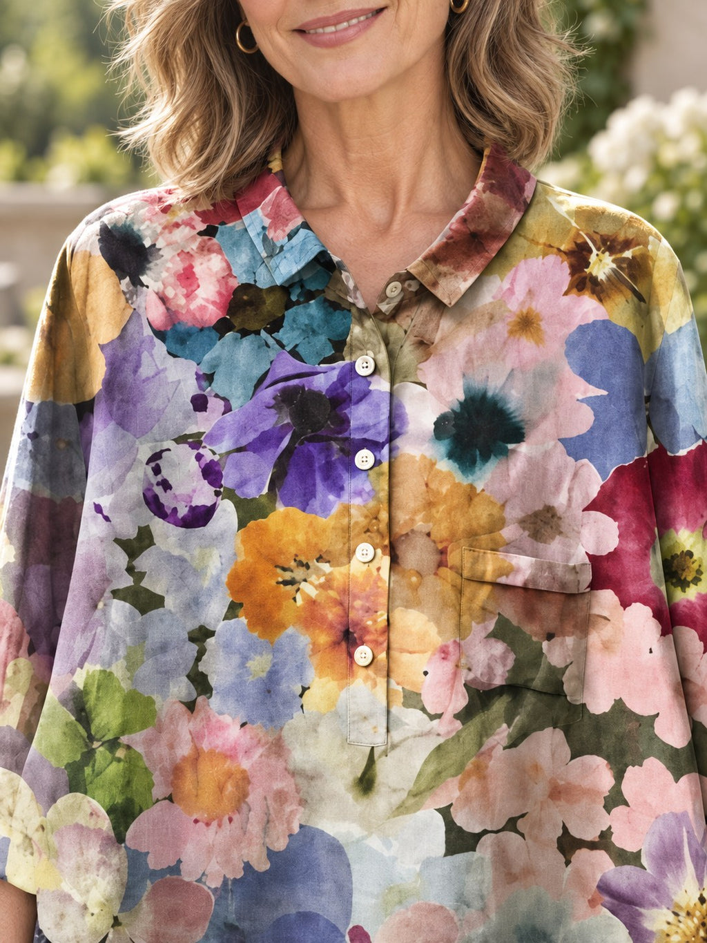Tabitha | Classic Watercolor Floral Blouse