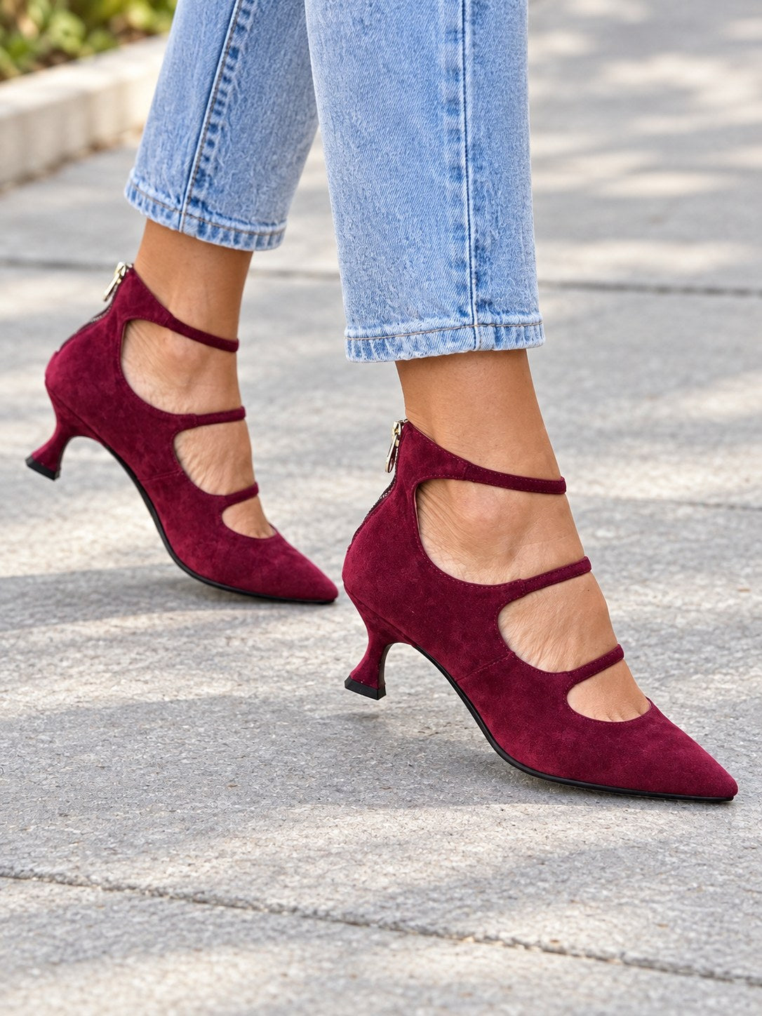 Taylor | Stylish Low Decollete Multi Strap Heels