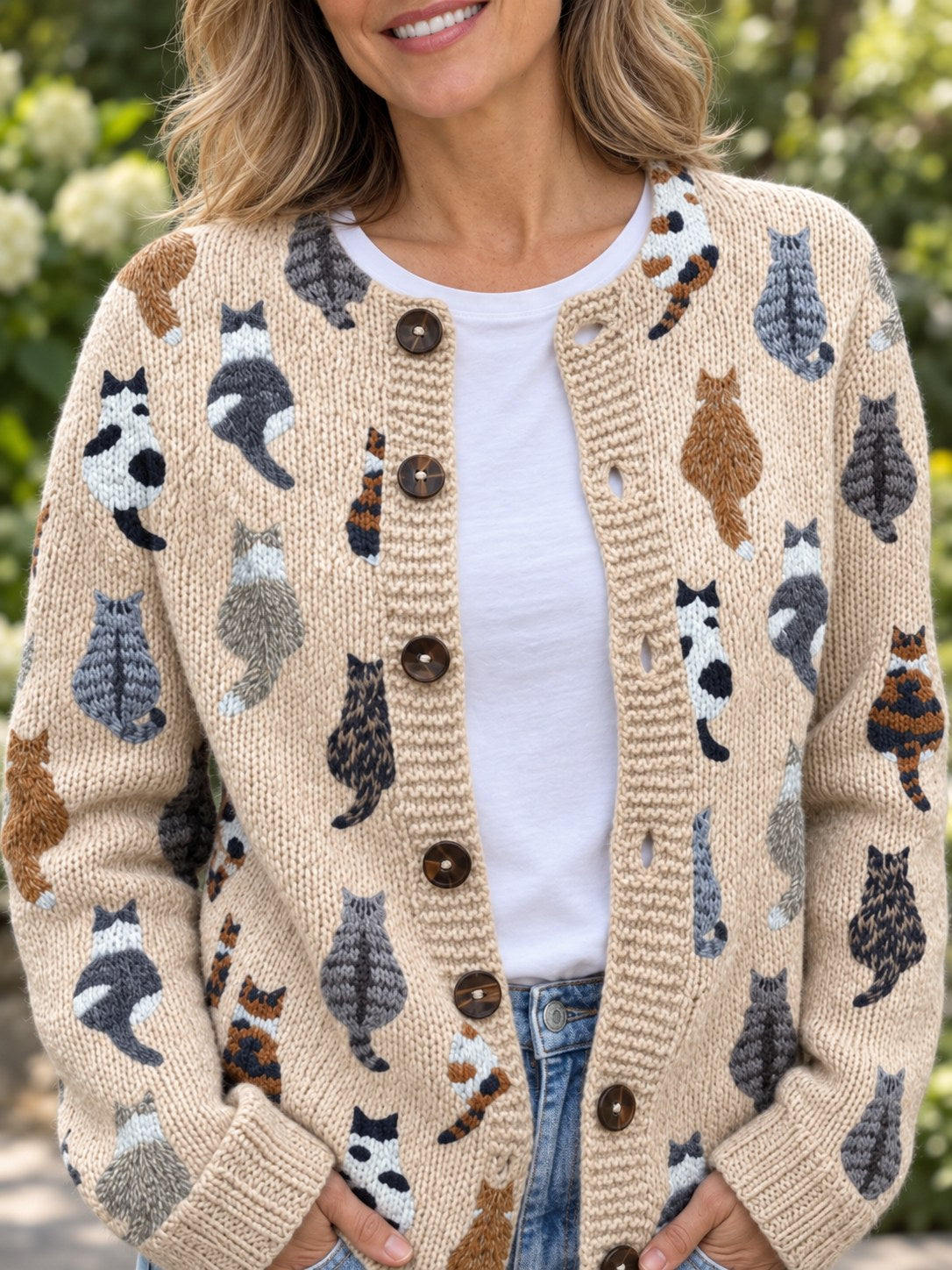 Teresa | Stylish Soft Cat Pattern Cardigan Image
