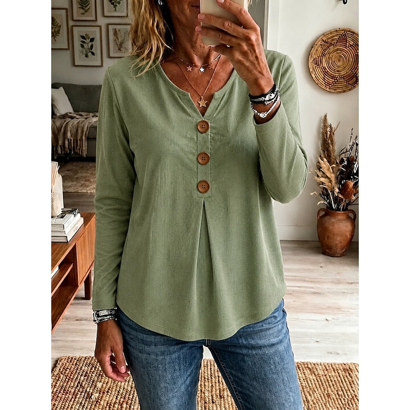 Katherine | Buttoned V-Neck Top Image