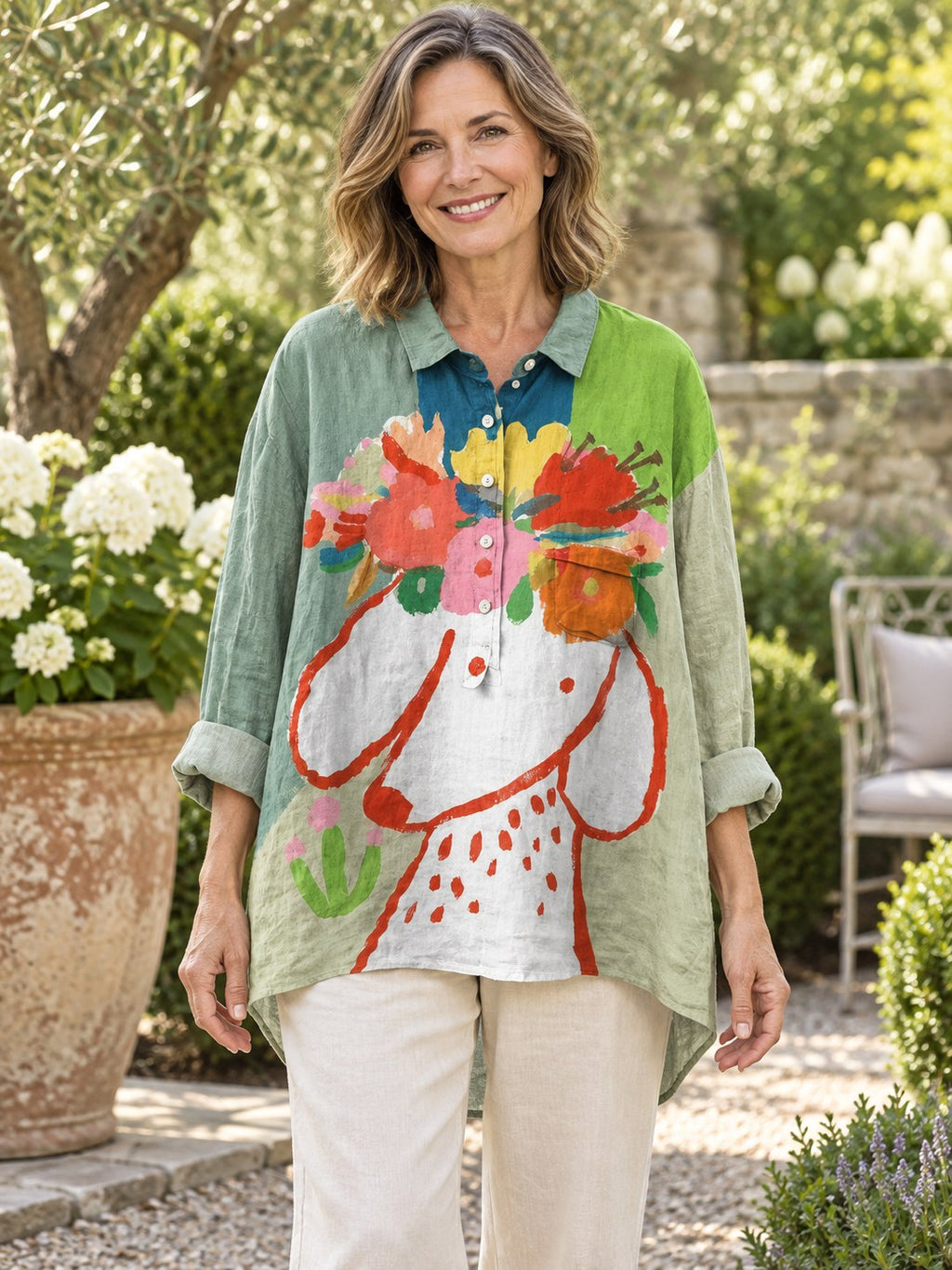 Tonya | Stylish Floral Art Long Sleeve Blouse