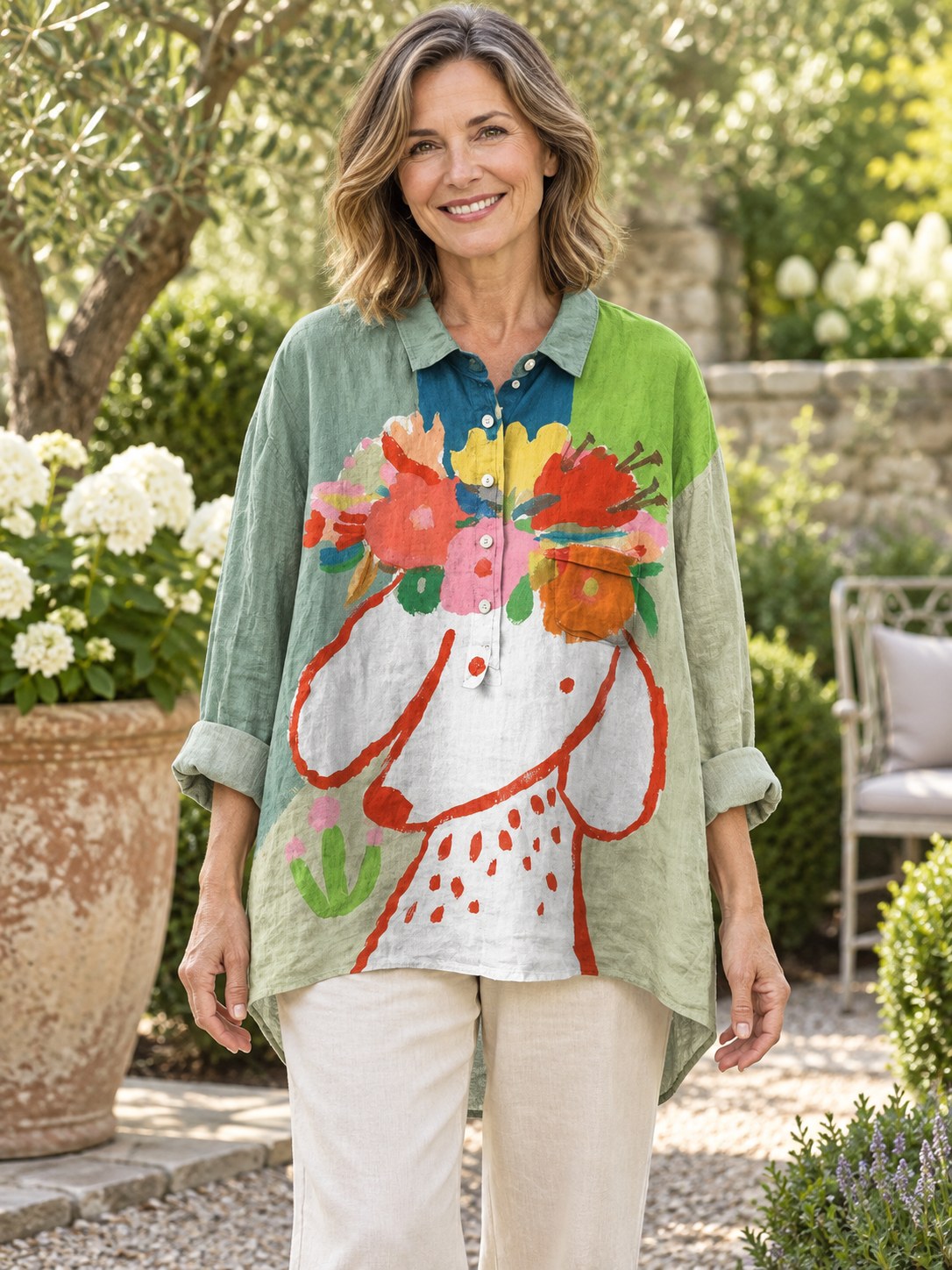 Tonya | Stylish Floral Art Long Sleeve Blouse Image