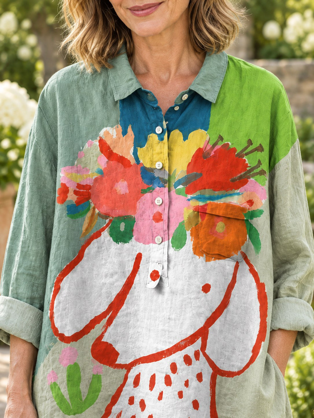 Tonya | Stylish Floral Art Long Sleeve Blouse