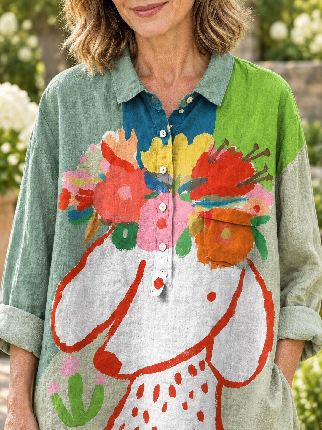 Tonya | Stylish Floral Art Long Sleeve Blouse Image