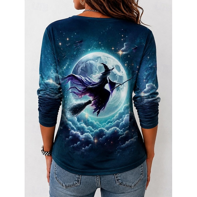 Autumn | Halloween Witch Graphic Long Sleeve Top Image