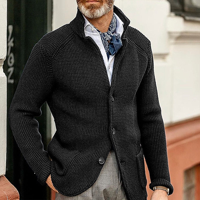Theron | Textured Stand-Collar Cardigan Image