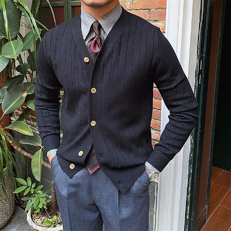 Vincent | Ribbed V-Neck Button Cardigan Image