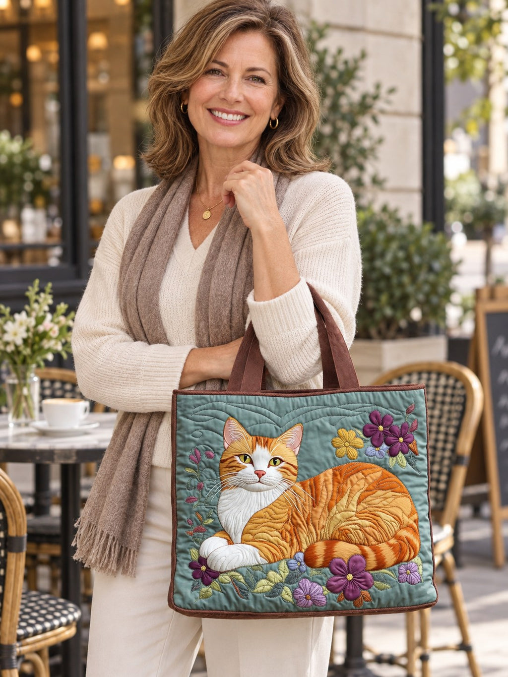 Vanessa | Multicolor Cat Art Tote Bag