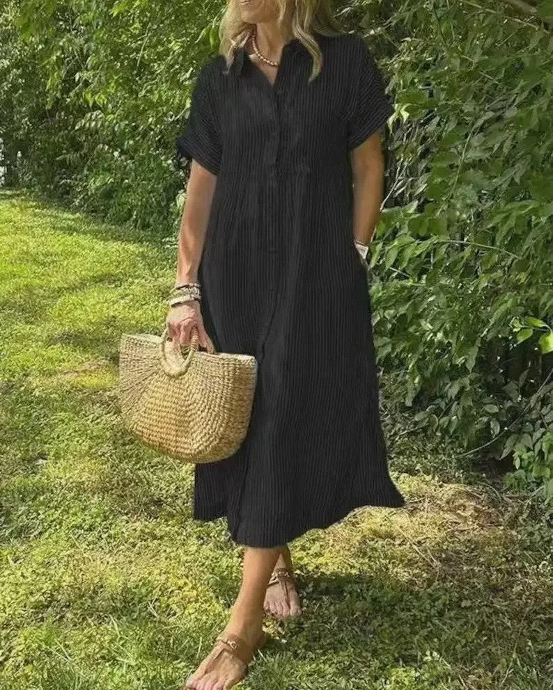 Maggie | Casual Stripe Midi Dress