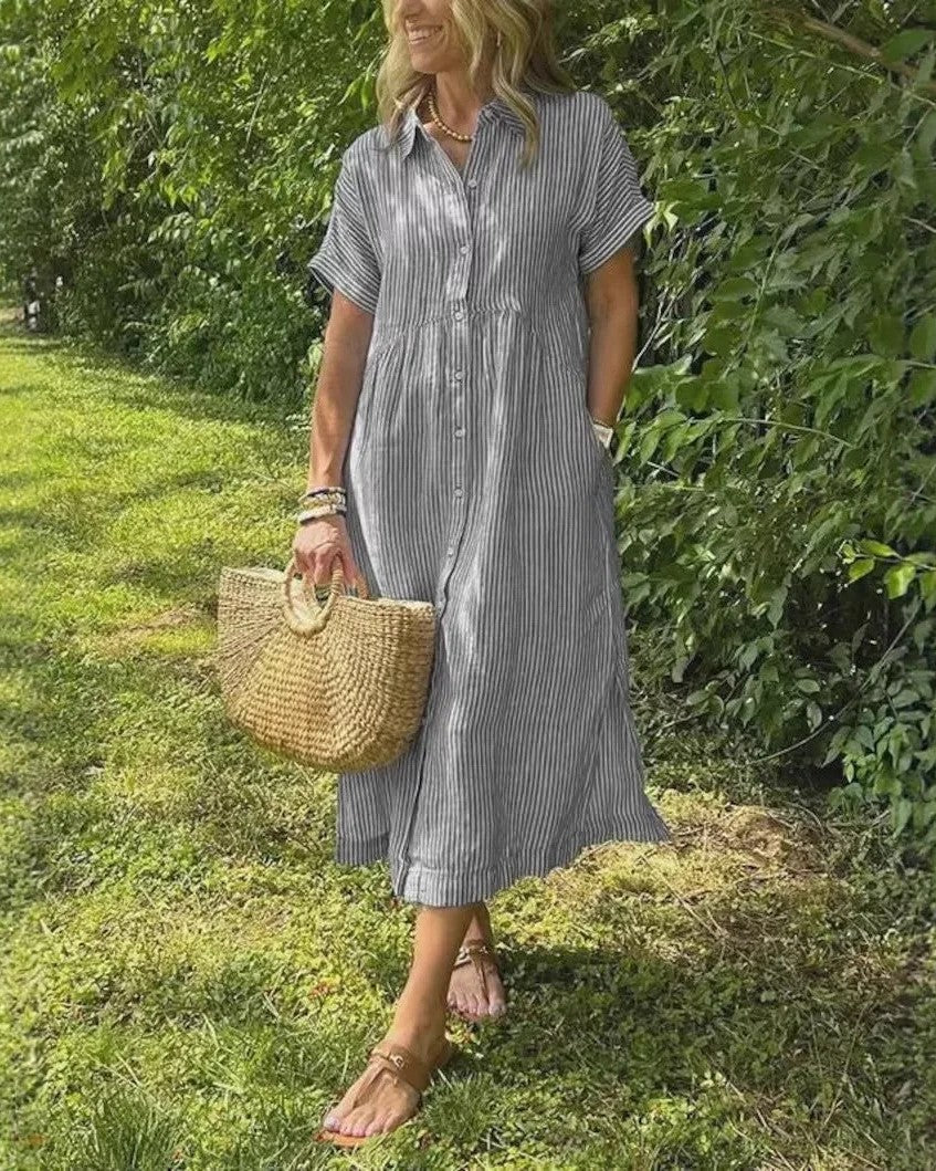 Maggie | Casual Stripe Midi Dress
