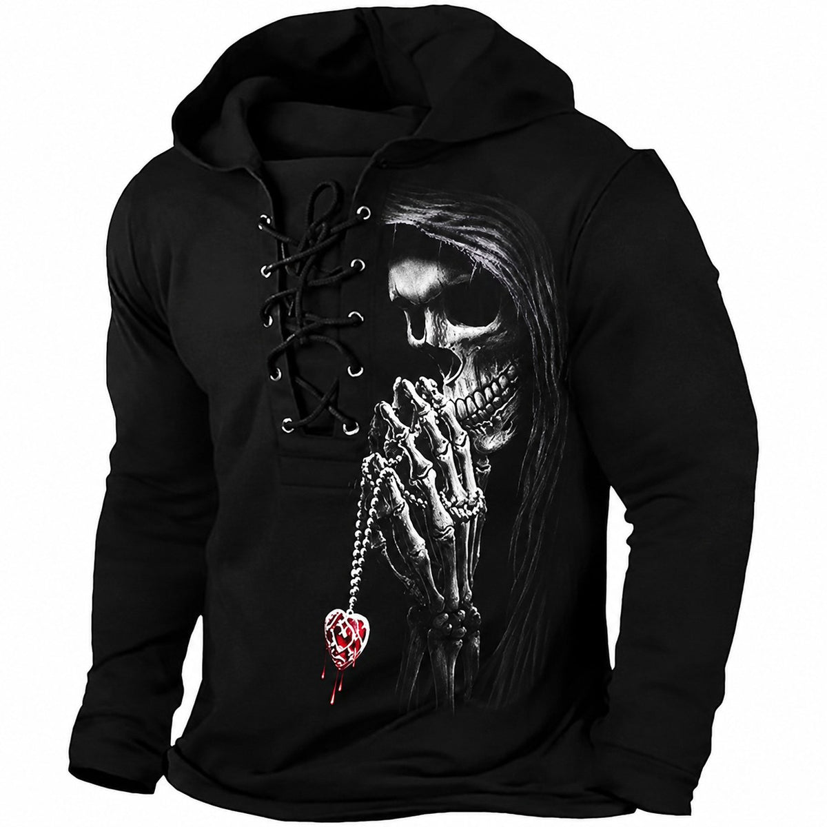 Cole | Halloween Lace-Up Skull Hoodie