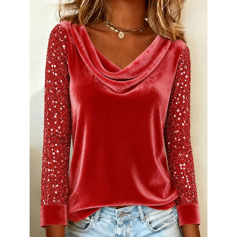 Marlene | Shimmering Cowl-Neck Top Image