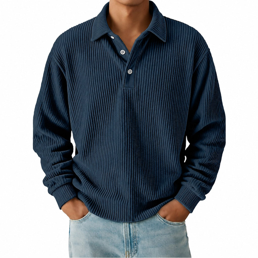 Wallace | Textured Long-Sleeve Polo Shirt