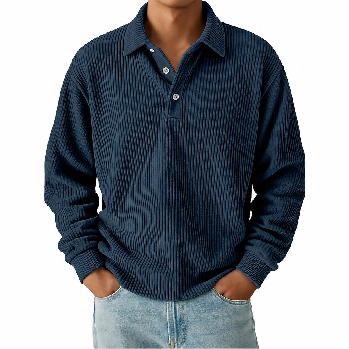 Wallace | Textured Long-Sleeve Polo Shirt