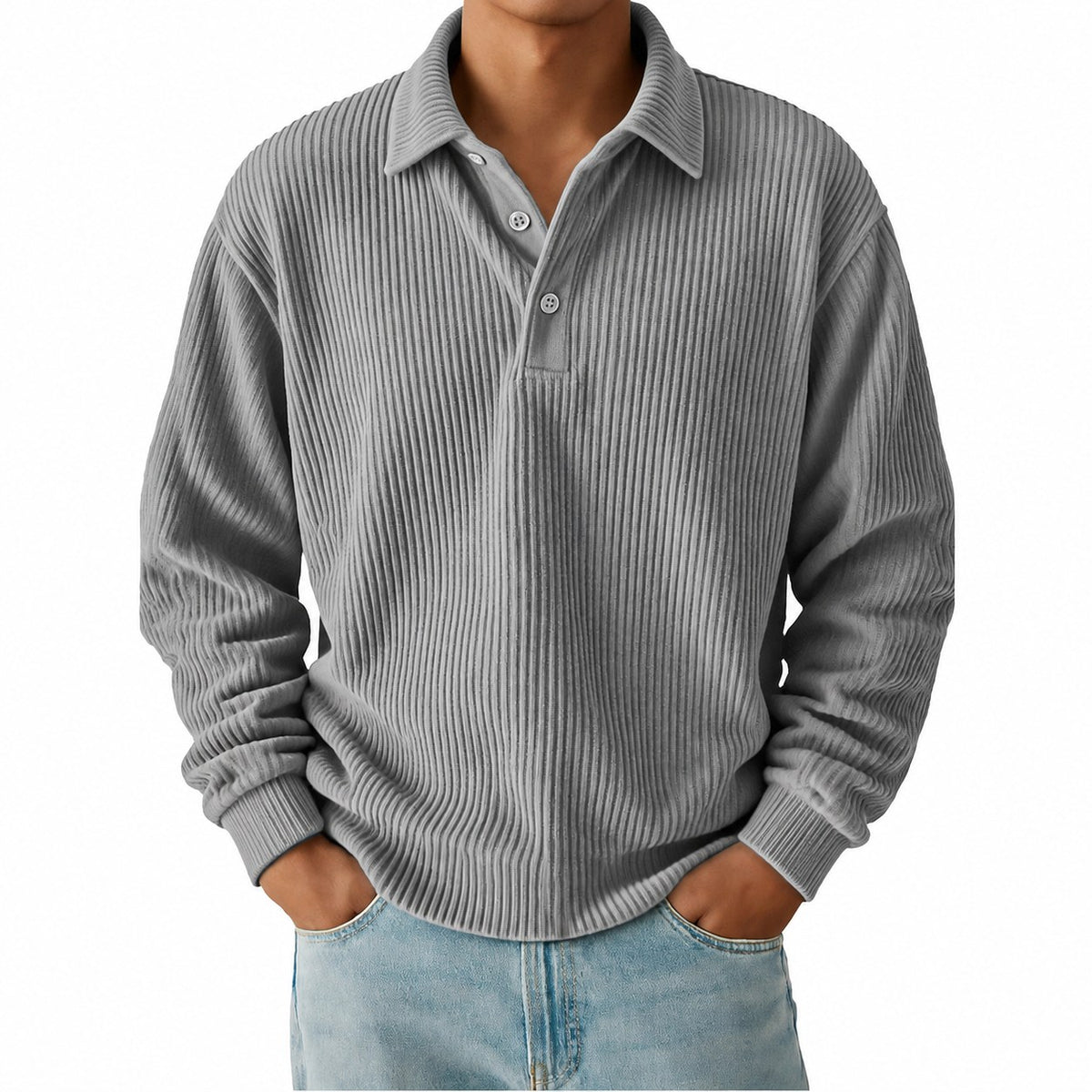 Wallace | Textured Long-Sleeve Polo Shirt Image