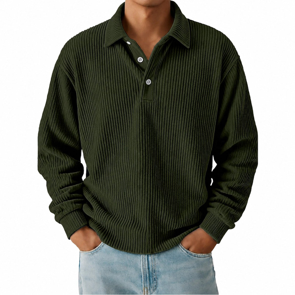 Wallace | Textured Long-Sleeve Polo Shirt