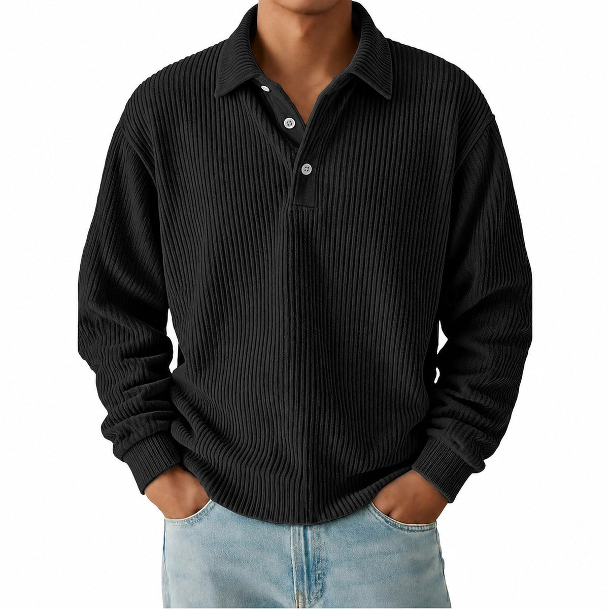 Wallace | Textured Long-Sleeve Polo Shirt