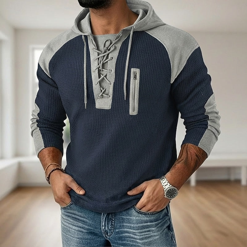 Wesley | Lace-Up Hooded Pullover Hoodie Image