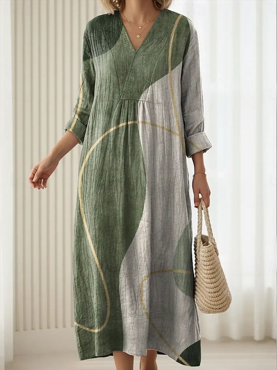 Mariah | Stylish V-Neck Multicolor Dress Image