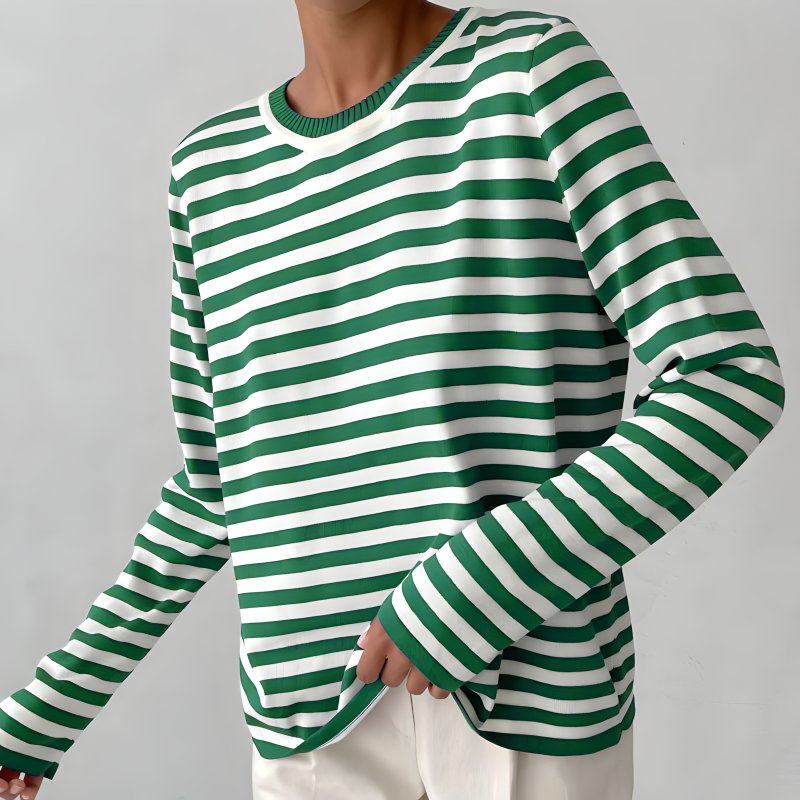 Winifred | Relaxed-Fit Striped Long Sleeve Top Image