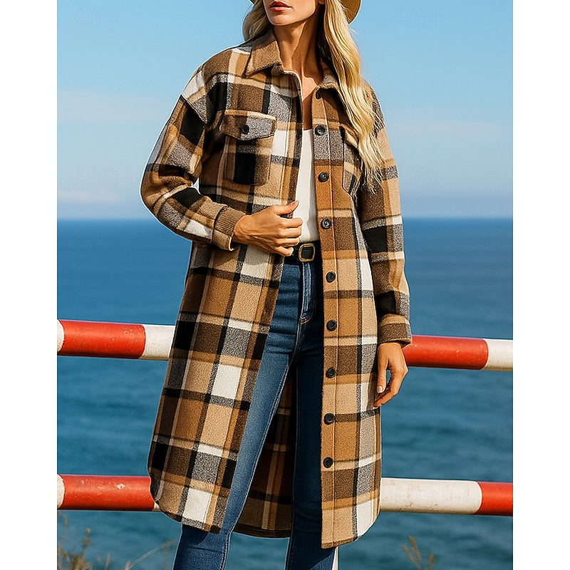 Juniper | Longline Checked Coat Image