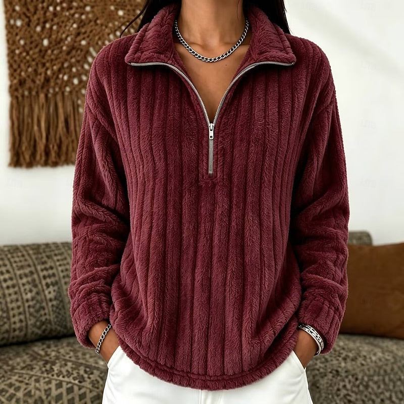 Elodie | Cozy Textured Quarter-Zip Pullover Image