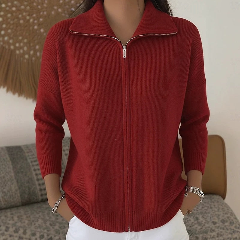 Claudia | Stand Collar Zip Cardigan Image