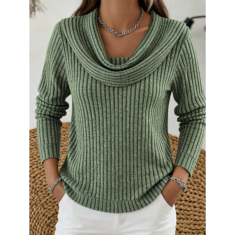 Isadora | Cowl-Neck Ribbed Top Image