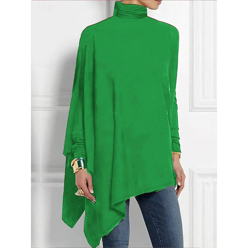 Evelyn | Draped Asymmetrical Turtleneck Top Image