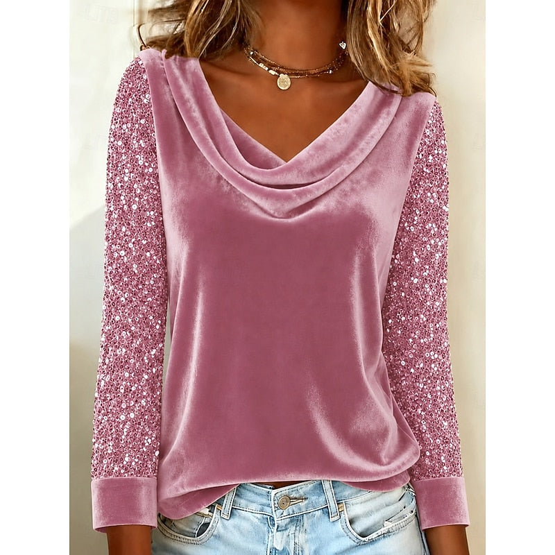 Marlene | Shimmering Cowl-Neck Top Image