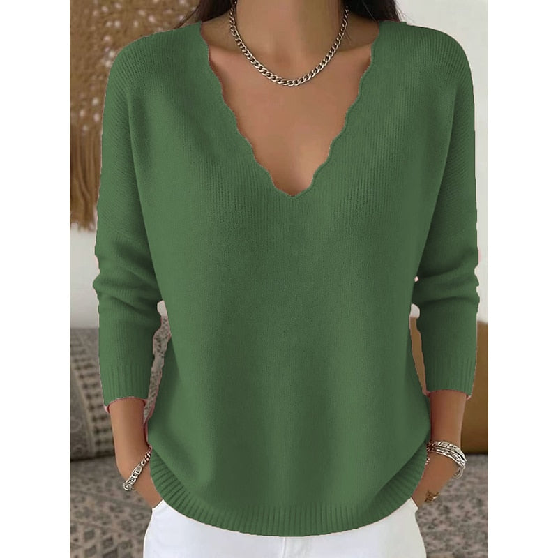 Hannah | Scalloped V-Neck Halloween Pullover Image