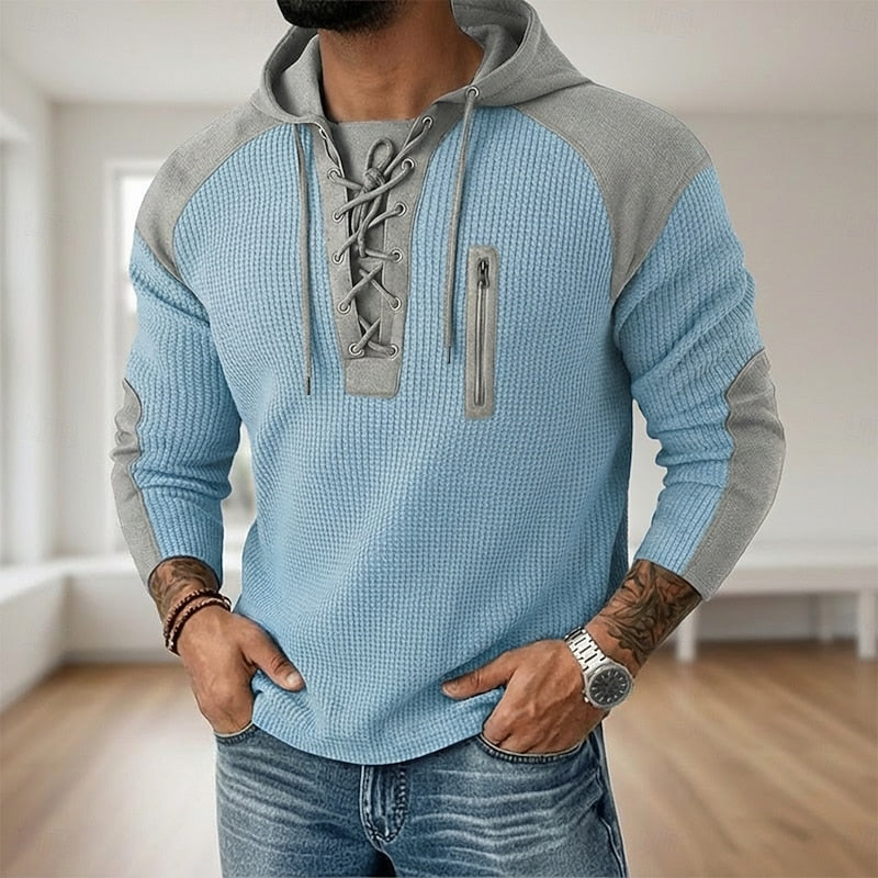 Wesley | Lace-Up Hooded Pullover Hoodie Image
